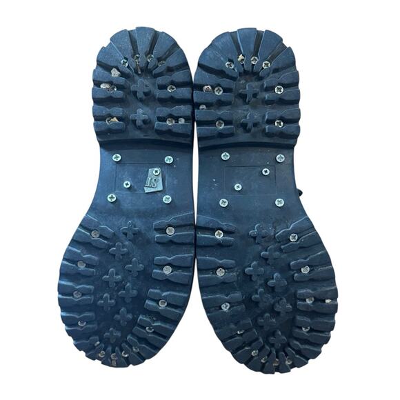 STEEL Toe Distressed Green Leather Combat Boots Triple Stitch 10 Eyelets Size 7 - Picture 6 of 7